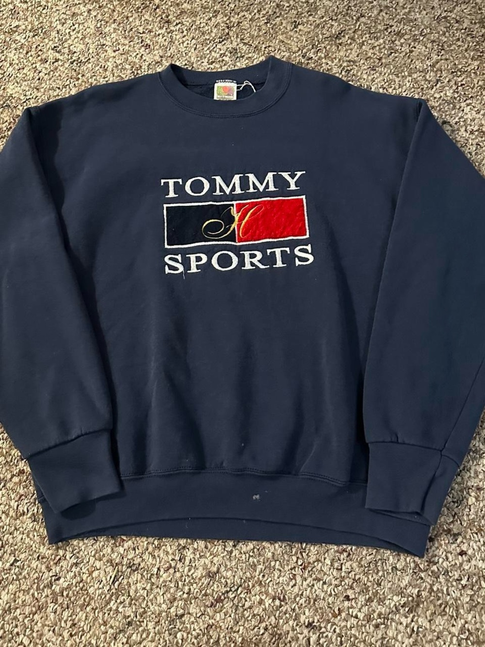 Tommy Hilfiger Navy Crewneck with Red and Black Logo